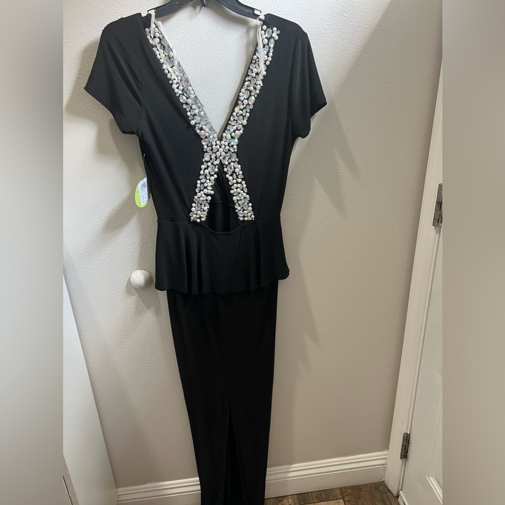 Windsor peplum style black cocktail dress size large‎